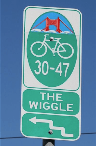 Sign for the biking route in San Francisco called Wiggle