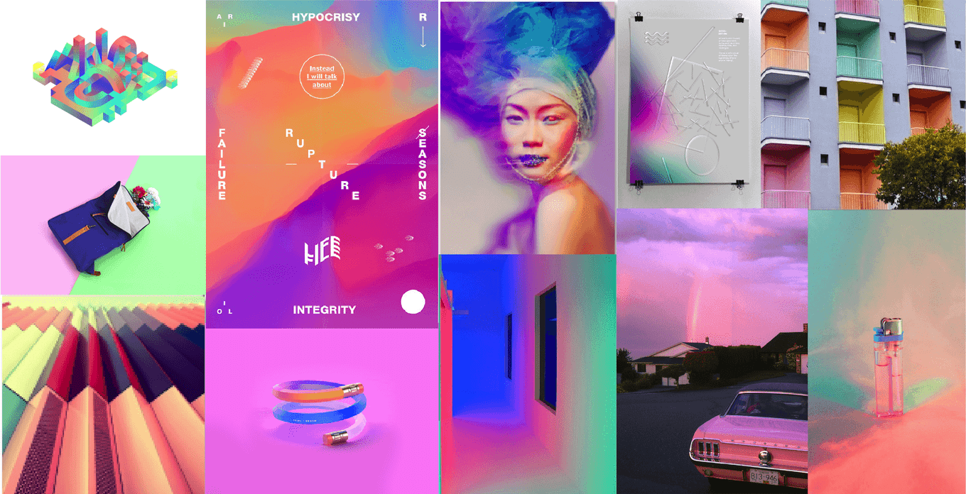 Mood board showing colors and emotions